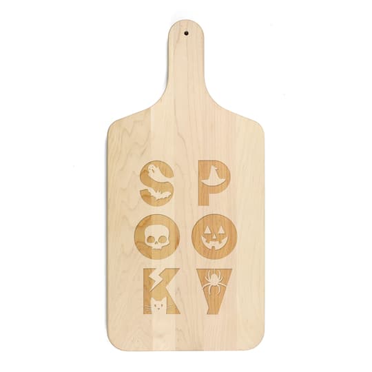 17" Spooky Icons Maple Paddle Cutting Board
